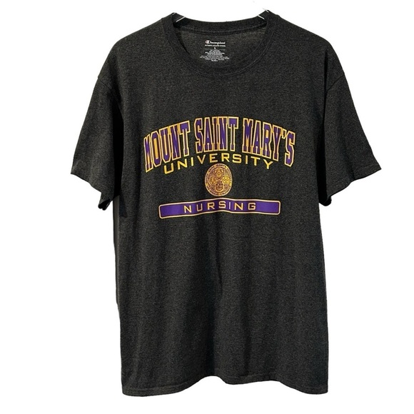 CHAMPION T-shirt Mount St. Mary's Scoop neck Heathered gray S/S NURSING Large - Picture 3 of 10